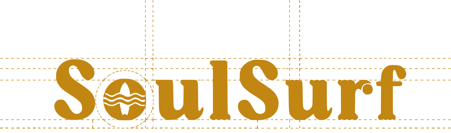 SoulSurf logo construction with grid lines